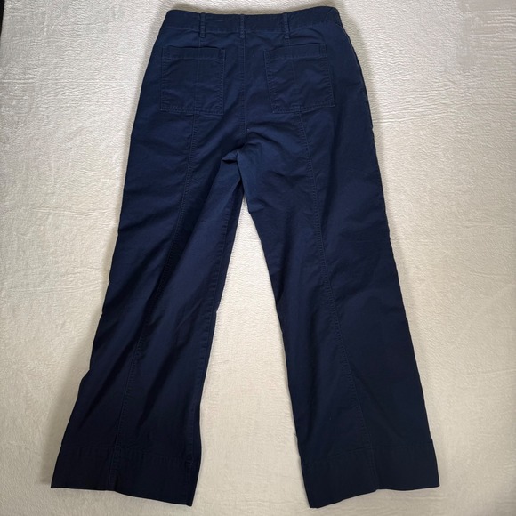 LOFT Navy Blue Cotton Carpenter Wide Leg Patch Pocket Pants Size 12 High Rise - Picture 2 of 8